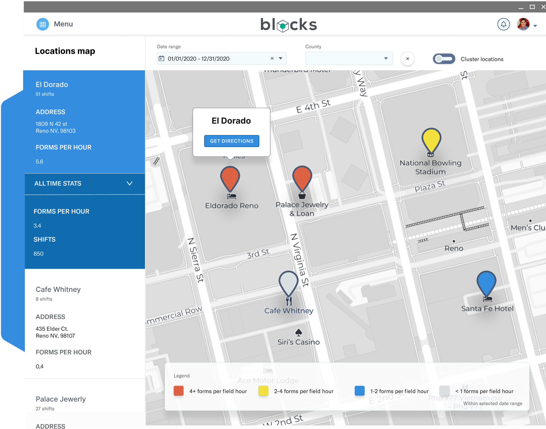 Blocks location map view